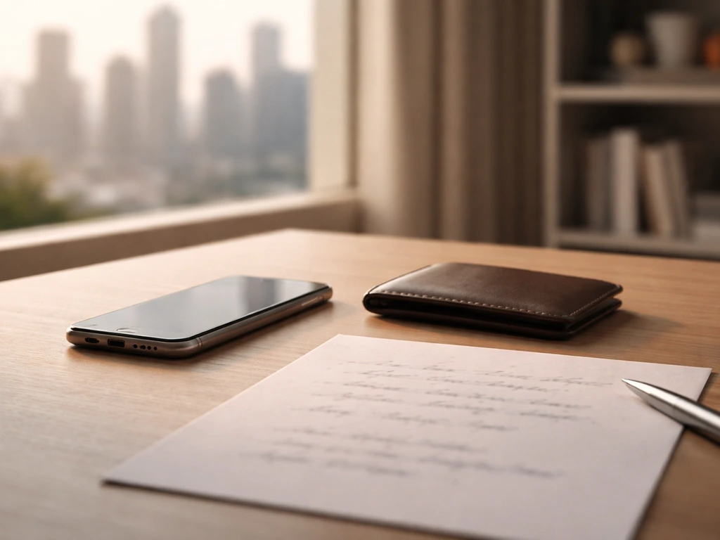 Minimal desk scene with a smartphone and open notebook, symbolizing ambiguous media coverage about a startup term