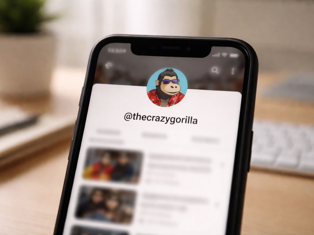Minimal smartphone shot of a YouTube channel page with the handle @thecrazygorilla in focus