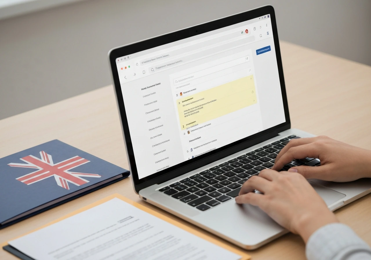Hand using laptop to check UK Companies House filings for Penn Elcom Limited