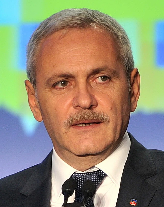 Portrait photo of Romanian politician Liviu Dragnea at a podium